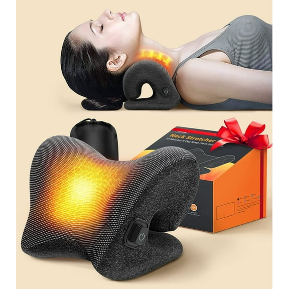 3S Heated Neck Stretcher for 9X Pain Relief, 3X Larger Graphene Heating Area w/Magnetic Therapy Case, Cervical Traction Device Pillow, Neck and Shoulder Relaxer Support for TMJ Spine Alignment
