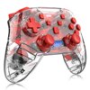 momen Wireless Switch Controller for Nintendo Switch/Switch Lite, Transparent Remote Pro Games Joystick Gamepad for Switch Console with 6-Axis Gyro Dual Shock (Red)