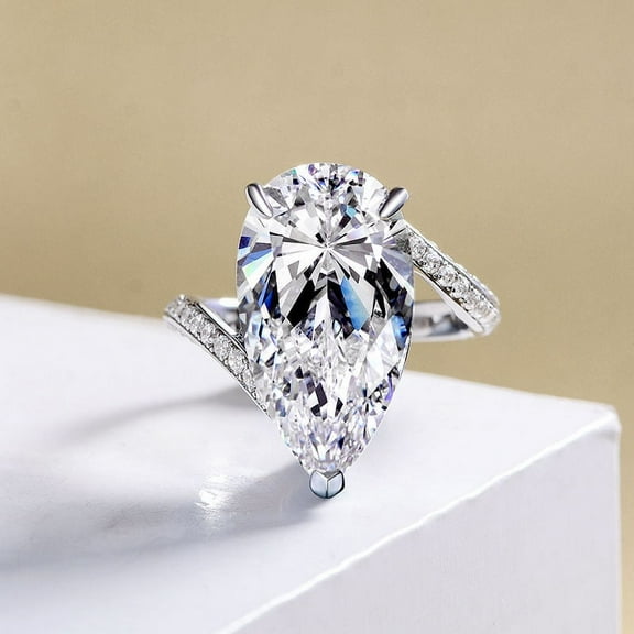 By Pass Luxury Engagement Ring For Birthday Gift 2.0 Ct Pear Cut Diamond 14K White Gold Over