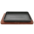 thumbnail image 1 of 1 Set Steak Plate Griddle Pan Steak Pan Steak Frying Pan Dual Handle Steak Pan with Wooden Base, 1 of 5
