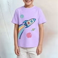 thumbnail image 2 of JUMEYU Shirts for Boys Boys Short Sleeve Shirts Kids Summer Crew Neck Oversized T-Shirts Loose Fit Casual Basic Solid Tees 5T 6T (Purple,5-6 Years), 2 of 4