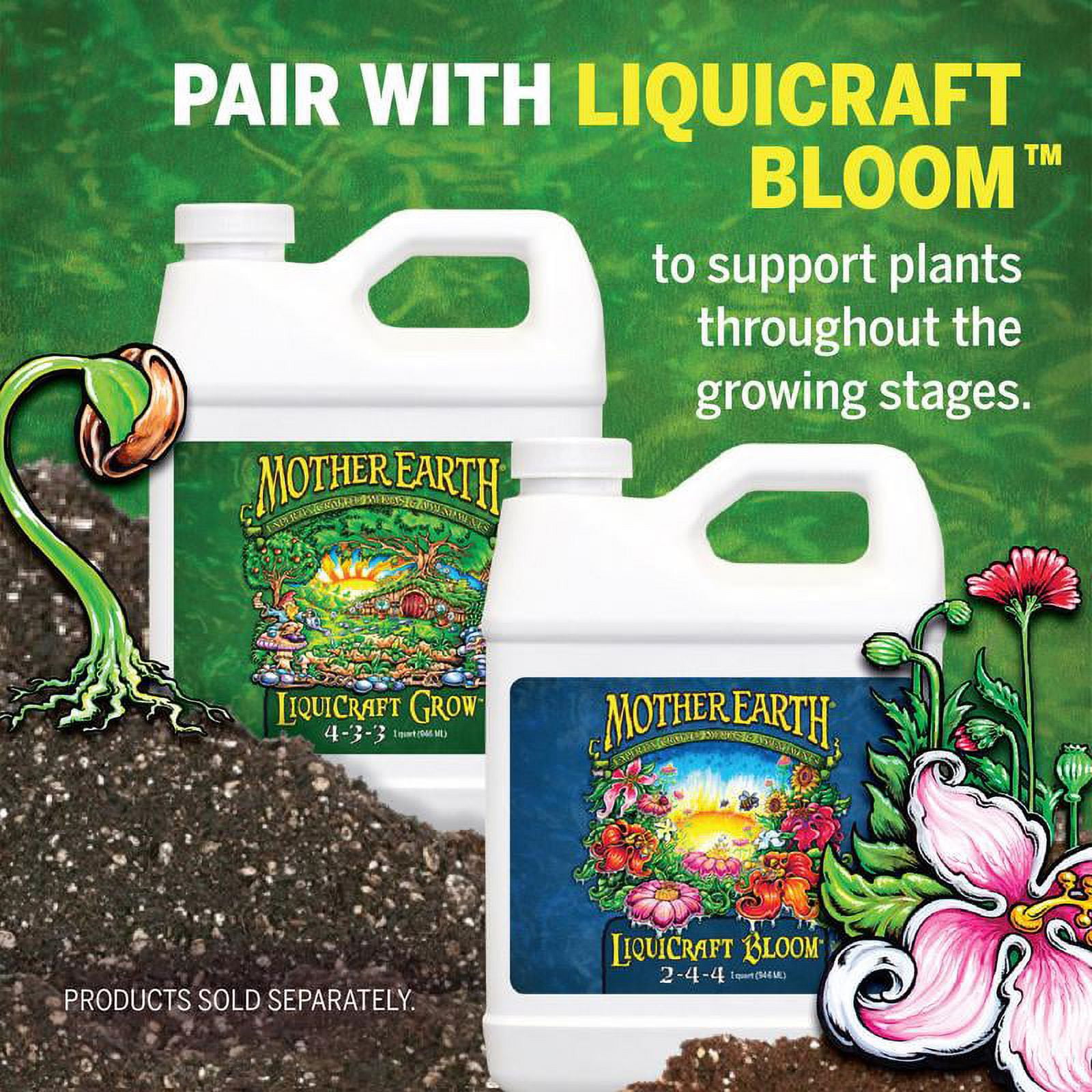 Mother Earth HGC733932 LiquiCraft Grow 4-3-3 Hydroponic Plant Nutrients 1 qt.