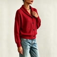 thumbnail image 4 of HTNBO Women's Shawl Collar Cable Knit Cardigan Long Sleeve Button‑Down Loose Casual Sweater with Pockets, 4 of 5