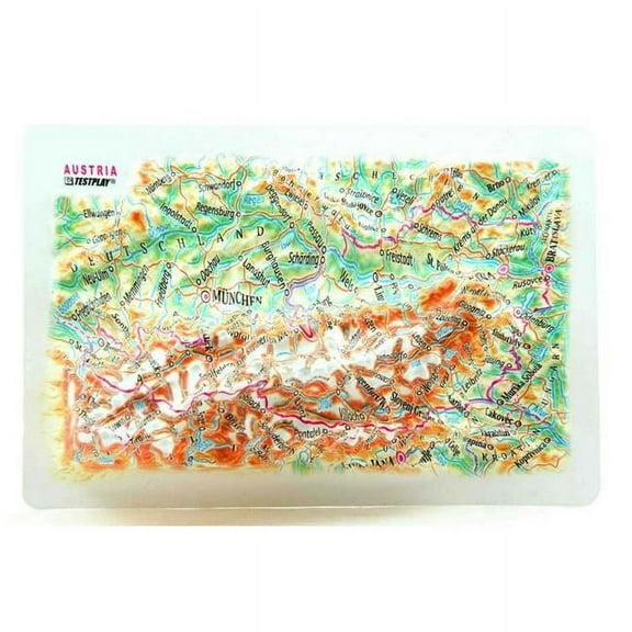 TestPlay 3397 Austria Raised Relief Map, Framed - Souvenir Size