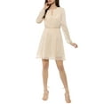 thumbnail image 3 of MODA NOVA Juniors Gilding Star Choker V Neck Long Sleeves Above Knee Dress, 3 of 7