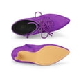 thumbnail image 3 of BLISSFUL STEP Women's Ankle Boots Faux Suede Lace Up Pointed Toe Stiletto Heel Ankle Booties Purple 7, 3 of 8