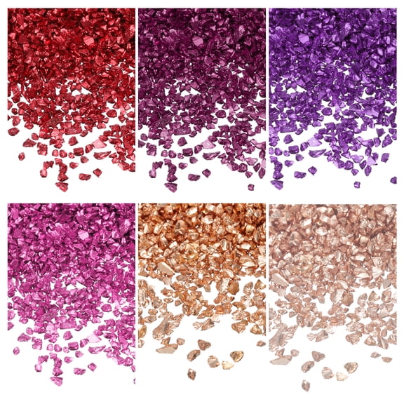 Uxcell 26g Crushed Glass for Crafts 2-4mm Metallic Irregular Glass Chips for Nail Arts Vase Filler DIY Resin Decor Pink/Red/Purple/Gold/Blue