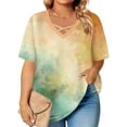thumbnail image 5 of HOMBOM Womens Shirts Tee Shirts Summer Funny Tie Dye Comfy Graphic Plus Size Blouse for Ladies V Neck, 5 of 6