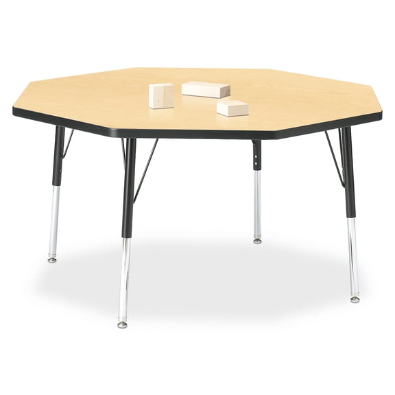 Octagon Activity Table - 48" X 48", E-height - Maple/Black/Black