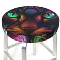 thumbnail image 3 of Zufioo Futuristic Cat Warrior Print Round Bar Chair Cushion Cover, Elastic Round Stool Protector, Dustproof and Non-slip Bar Kitchen Restaurant Chair Mat-12 inch, 3 of 7