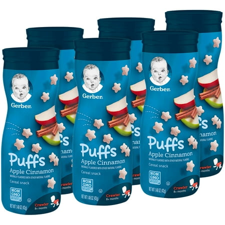 Gerber Graduates Puffs, Apple Cinnamon, 1.48 oz (Pack of 6)