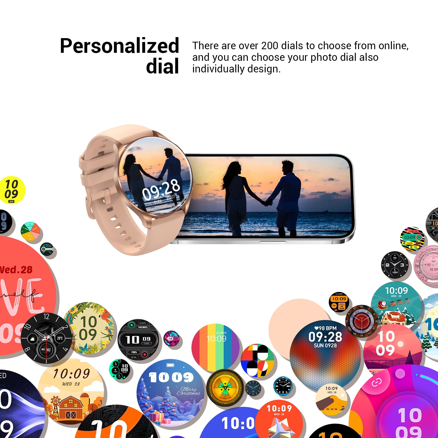 Blackview Smart Watch for Women, 1.43" AMOLED Fitness Tracker Watch with Bluetooth Call, 100+ Sports Modes, AI Voice Assistant, 2 Straps, Waterproof Smartwatch for Android iPhone, Gold