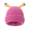thumbnail image 7 of Cute Knitted Beanie Hat with Eyes Wear Resistant Solid Color LED Glowing Funny Cartoon Winter Warm Hat-Rose Red, 7 of 7