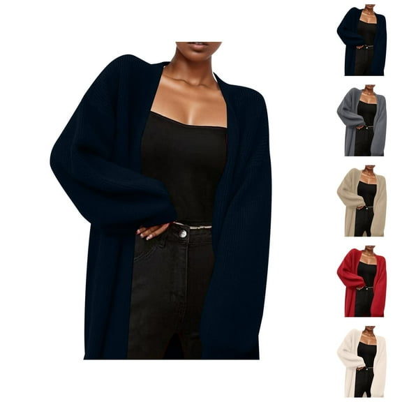 Cardigan Sweaters for Women Long Sleeve Open Front Mid Length Knitted Sweater Coat Jacket Womens Cardigan Sweaters