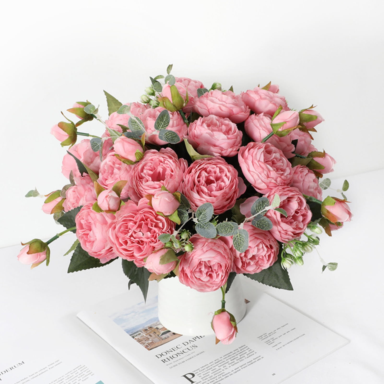 Artificial Flowers Bouquets of Peony Realistic Fake Flower Arrangement is Suitable for Home Decoration of Bridal Bouquet, Living Room Dining Table
