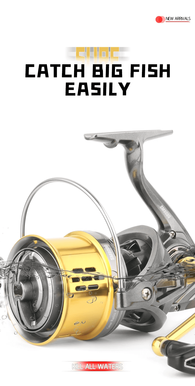 DEUKIO Fishing Reels 8000 10000 12000 Spinning Reels Drag 20KG Powerful Long Shot Surfcasting Reels Saltwater Fishing Tackle Sea
