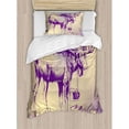 thumbnail image 3 of Moose Duvet Cover Set King Size, Hipster Deer with Shade Sunglasses and Camera Vintage Ombre Design Funny Animal Art, Decorative 3 Piece Bedding Set with 2 Pillow Shams, Purple Beige, by Ambesonne, 3 of 3