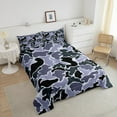 thumbnail image 3 of Erosebridal Black Dark Lavender Gray Bedding Queen Comforter Set, Abstract Camouflage Camo Down Comforter, Reversible 3 Pieces, 3 of 7