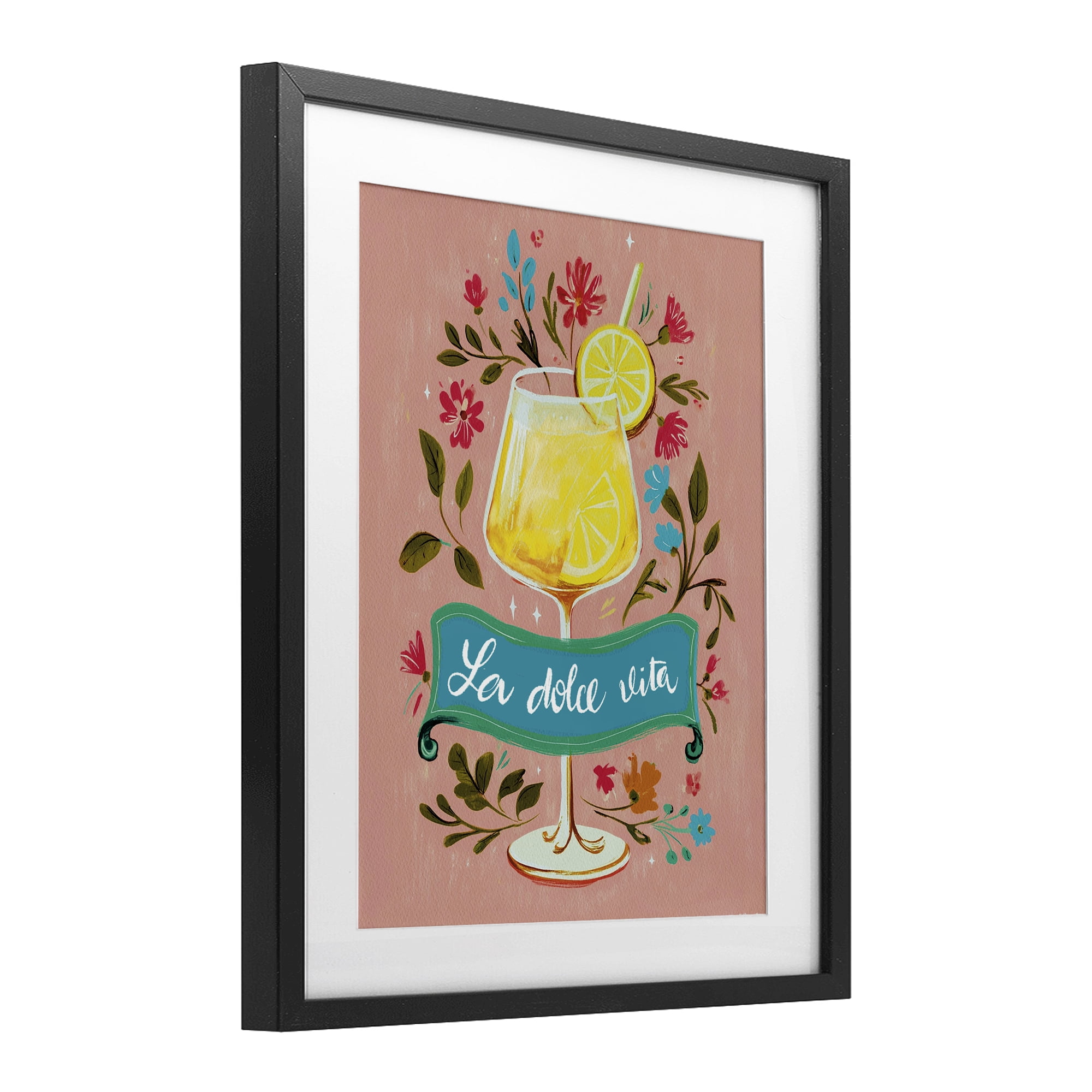 Stupell Industries Lemon Cocktail Sweet Life Black Framed Print Under Glass, design by Yen