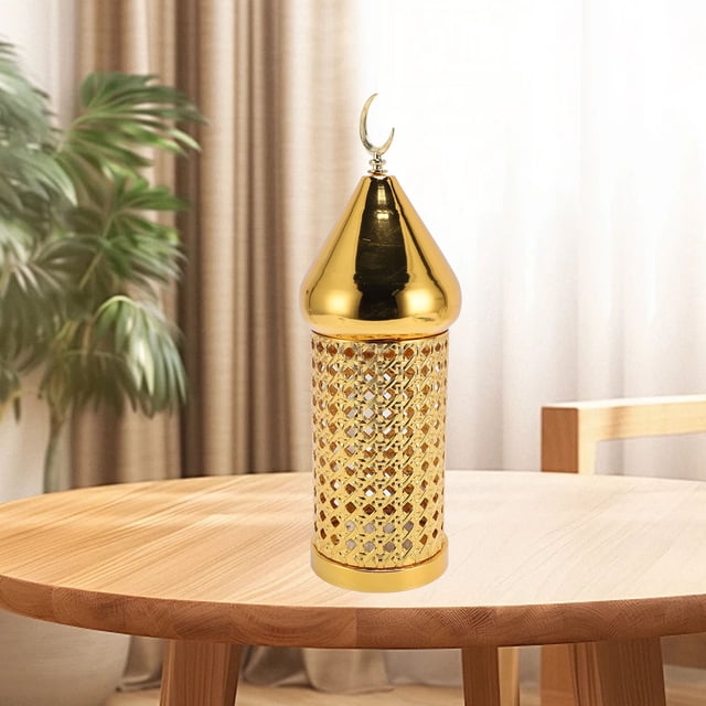 Golden Hollow Iron Lantern, Wedding Decorative Candle Holders, Home Ambient Aromatherapy, Battery Operated Metal Lantern