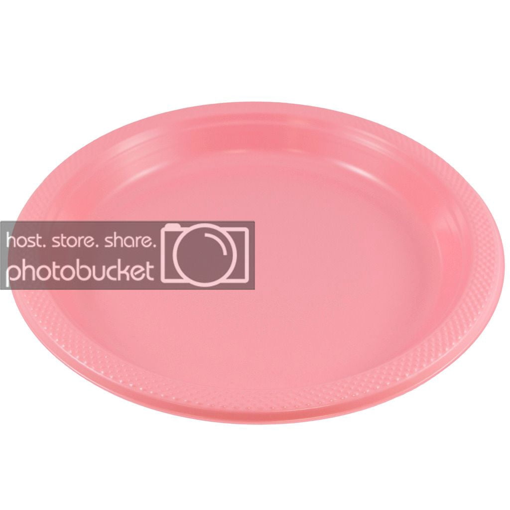JAM Paper Large Plastic Party Plates, Light Pink, 10.25in, 20 per Pack, Large
