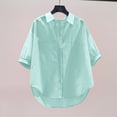 thumbnail image 2 of Youyipin womens Summer Tops Button Down Shirts Long Sleeve Cotton Gauze Tops Casual Collared Blouses Loose Fit Business Casual Pring Tops For Women, 2 of 7