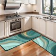 thumbnail image 3 of Kitchen Rugs Sets Of 2,Teal Marble Gold Wave Pattern Anti Fatigue Kitchen Mat Rugs Non Slip Washable,Decorative Kitchen Floor Mats for Kitchen,Sink,Laundry,17"x47"+17"x47", 3 of 5