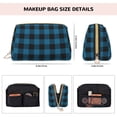 thumbnail image 2 of Blue black plaid Makeup Bag, Large Capacity Travel Cosmetic Bag for Women Girls- Travel Toiletry Bag Leather Portable Waterproof Makeup Case Organizer with Handle, 2 of 4