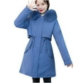 thumbnail image 2 of HAPIMO Women'S Windproof Fleece Lined Faux Fur Detachable Hood Winter Parka Coat Jacket Thicken Coat Blue XL, 2 of 4