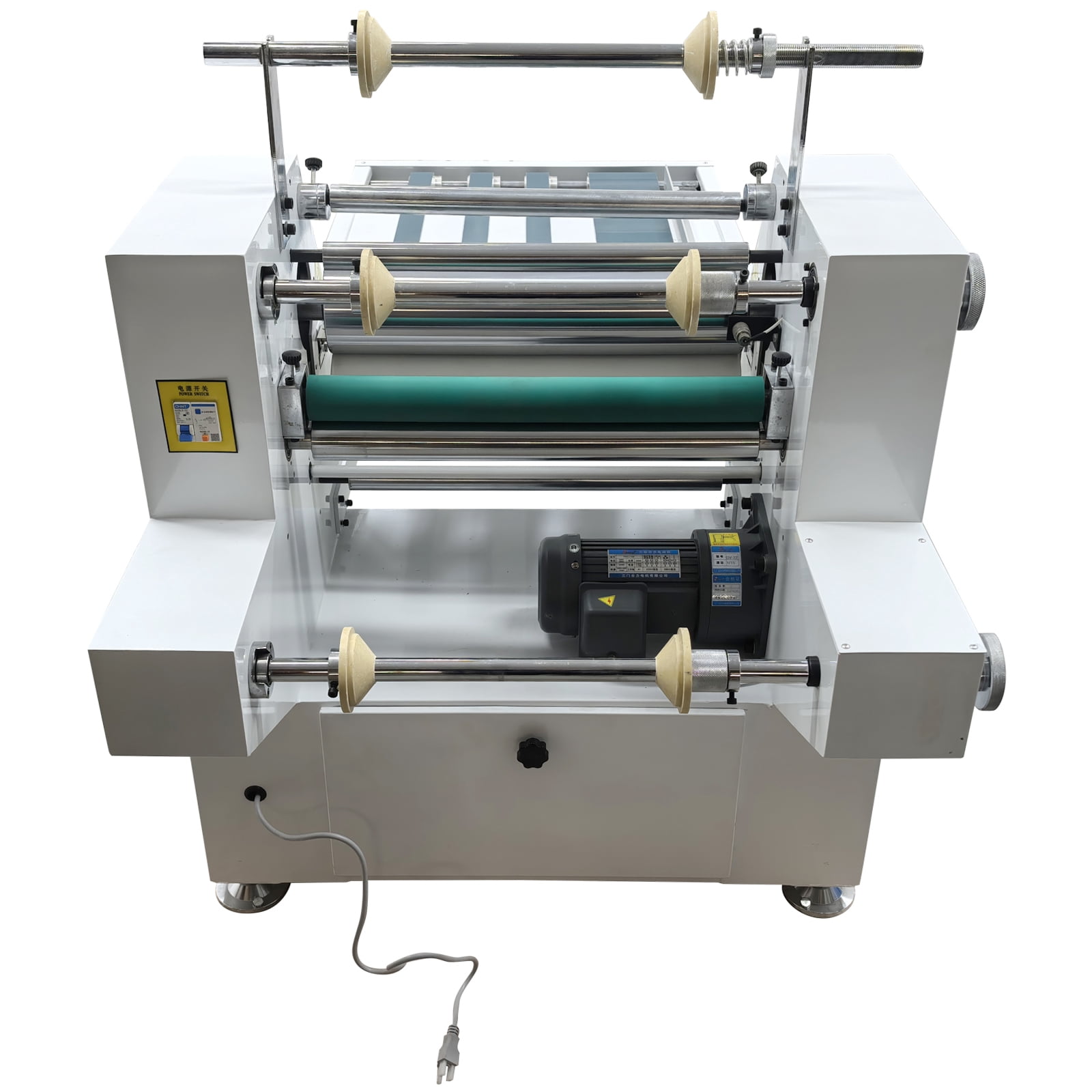 17.72in Thermal Roll Laminator Steel Roller Laminating Machine 110V 0~15m/min with Conveyor Belt and Winding Mechanism