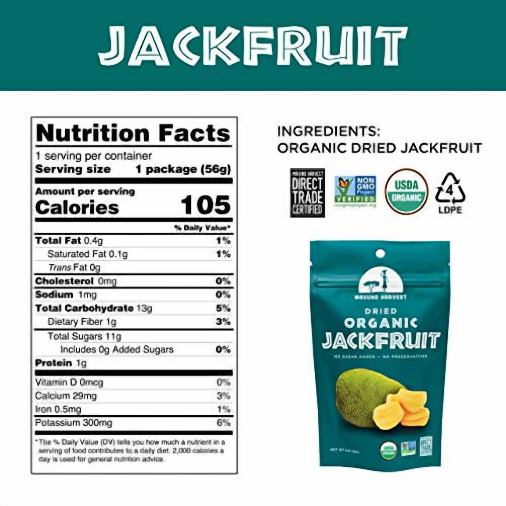 Mavuno Harvest Direct Trade Organic Dried Fruit, Jackfruit, 3 Count