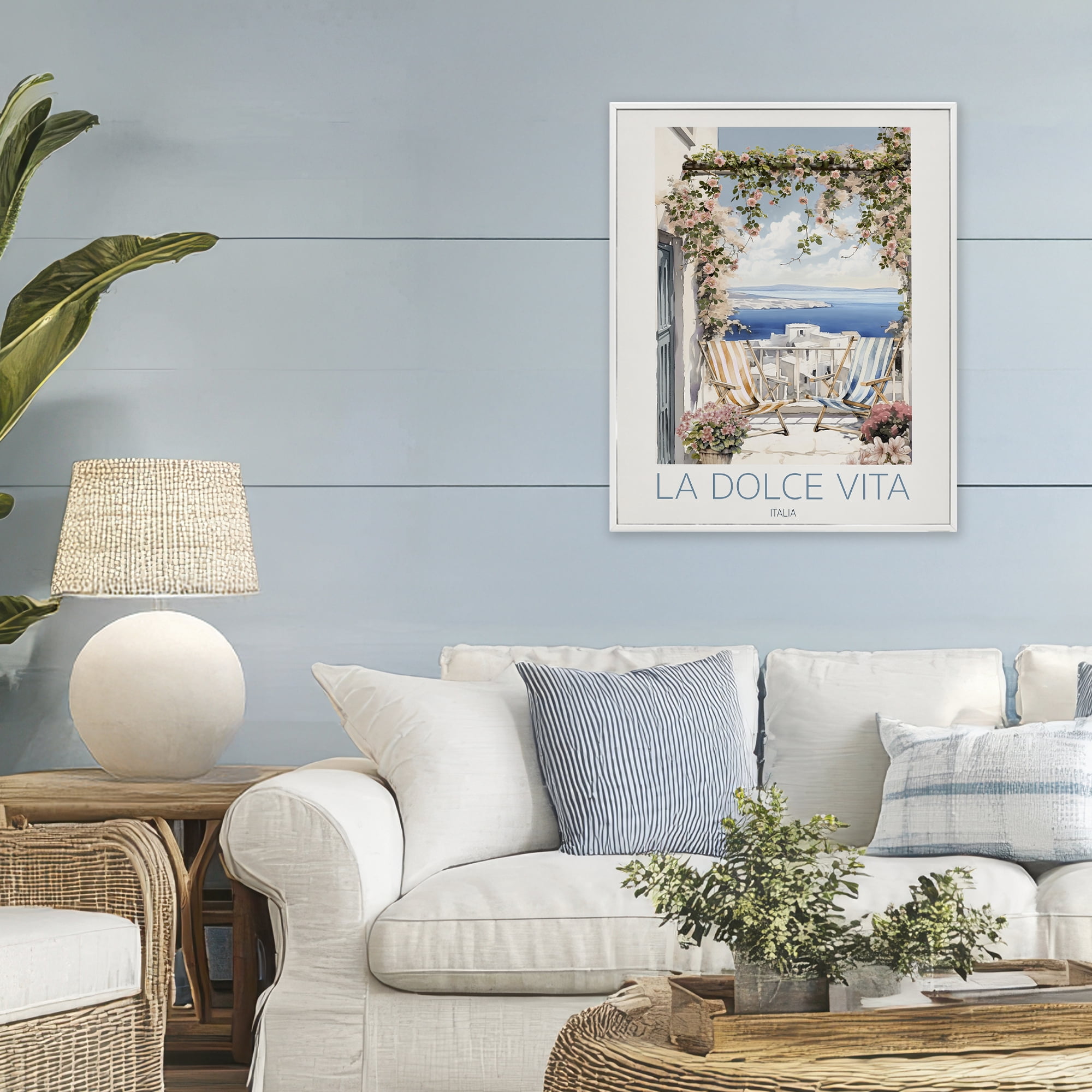 Stupell Industries Coastal Italian Balcony View White Framed Giclee Art, design by CAD Designs