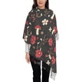 thumbnail image 3 of Honeii Fly Agaric and Flowers Print Scarf Oversized Scarf Tassel Fall Winter Thick Scarf Warm Shawl Women,Women's Scarves & Wraps, 3 of 8