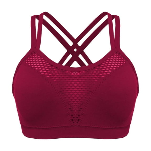 mgoYE White Sports Bras for Women Women's Cross Back Sports Bra Padded Strappy Medium Support Yoga Bra for Workout Fitness(,4XL)