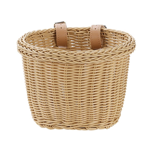 Kids Woven Bicycle Front Basket, Adjustable Strap Handlebar Basket for Toddler Bikes, Colour as Pictured