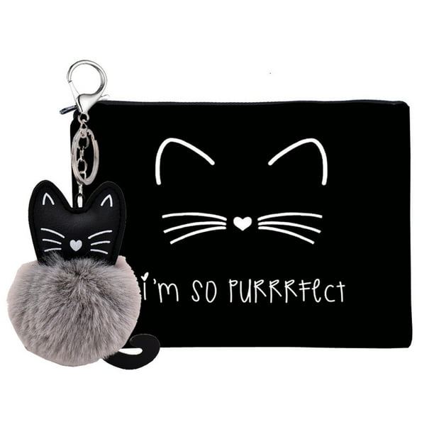 Bolsa Cosmética Estampada Con Adornos, Bolsa Con Gatos, Femenina, Funcional, Almacenamiento, Limpieza Y Organización