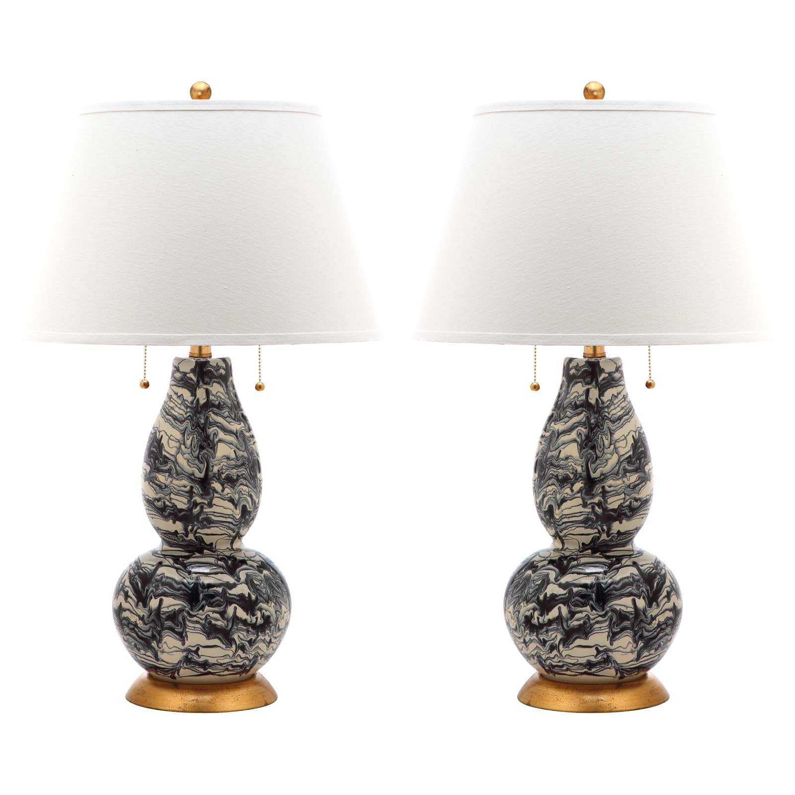 Safavieh LIT4159 28 in. H Color Swirls Gourd Glass Table Lamp, Set of 2
