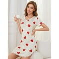 thumbnail image 3 of ebukurty Nightgown for Women V Neck Short Sleeve Soft Heart Pattern Pajamas Yellow, Sizes M-XL, 3 of 8