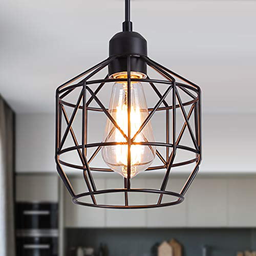 Q S Pendant Light Fixture Farmhouse Black Basket Cage Hanging Ceiling Industrial Lighting Perfect For Island Kitchen Dining Room Closet Bar Entryway Bathroom E26 1 Com - Black Bathroom Ceiling Light Fixtures