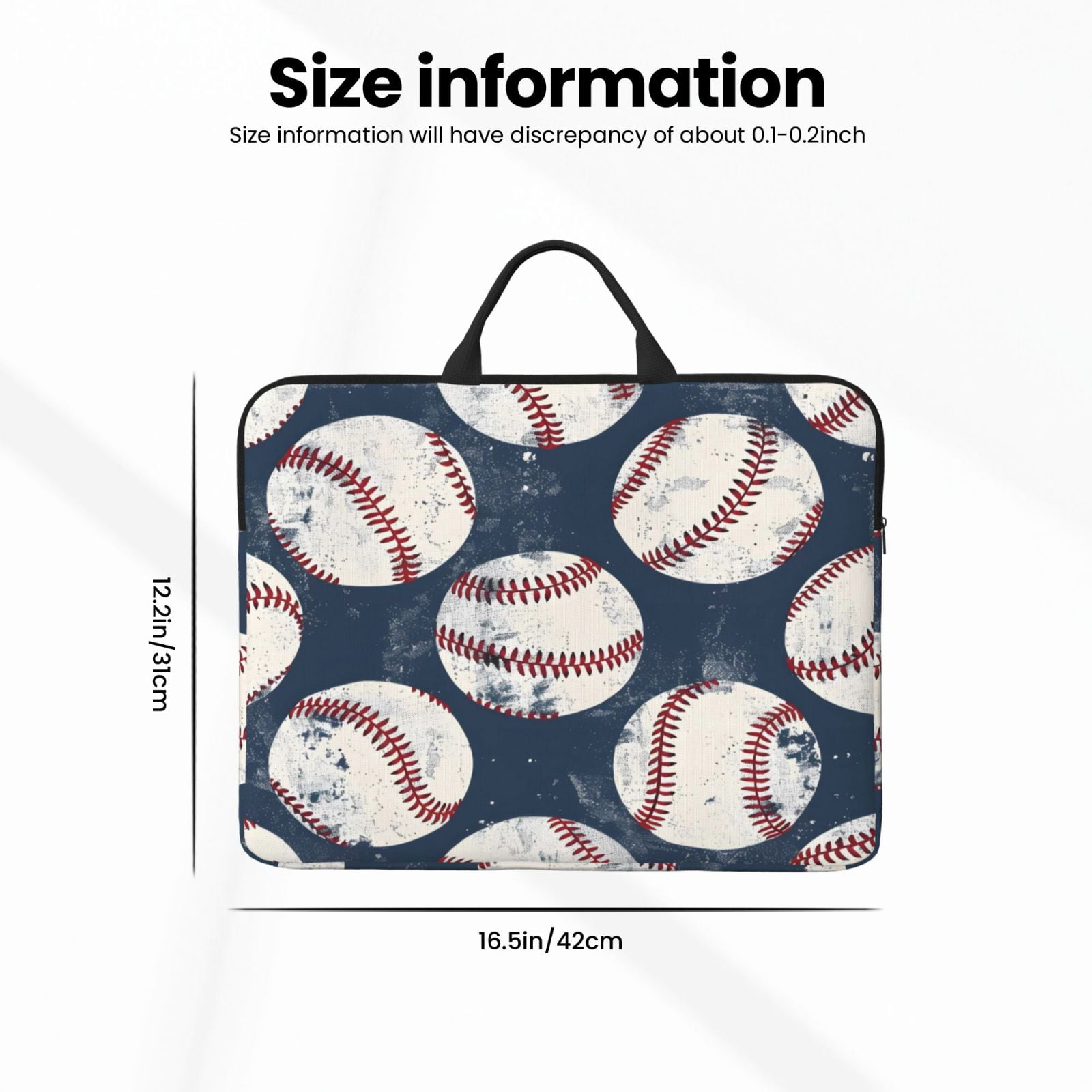 Laptop Sleeve Bag For Women Men 14inch Waterproof Durable Protective Computer Carrying Cover Handle Laptop Case Bag Vintage Baseball Theme Retro Sport Style Worn Leather Baseballs