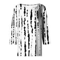 thumbnail image 4 of Njagoc3 Womens Black & White Ink Print Top, 3/4 Sleeve, Loose Fit, Artistic Spring & Summer Casual Wear, 4 of 6