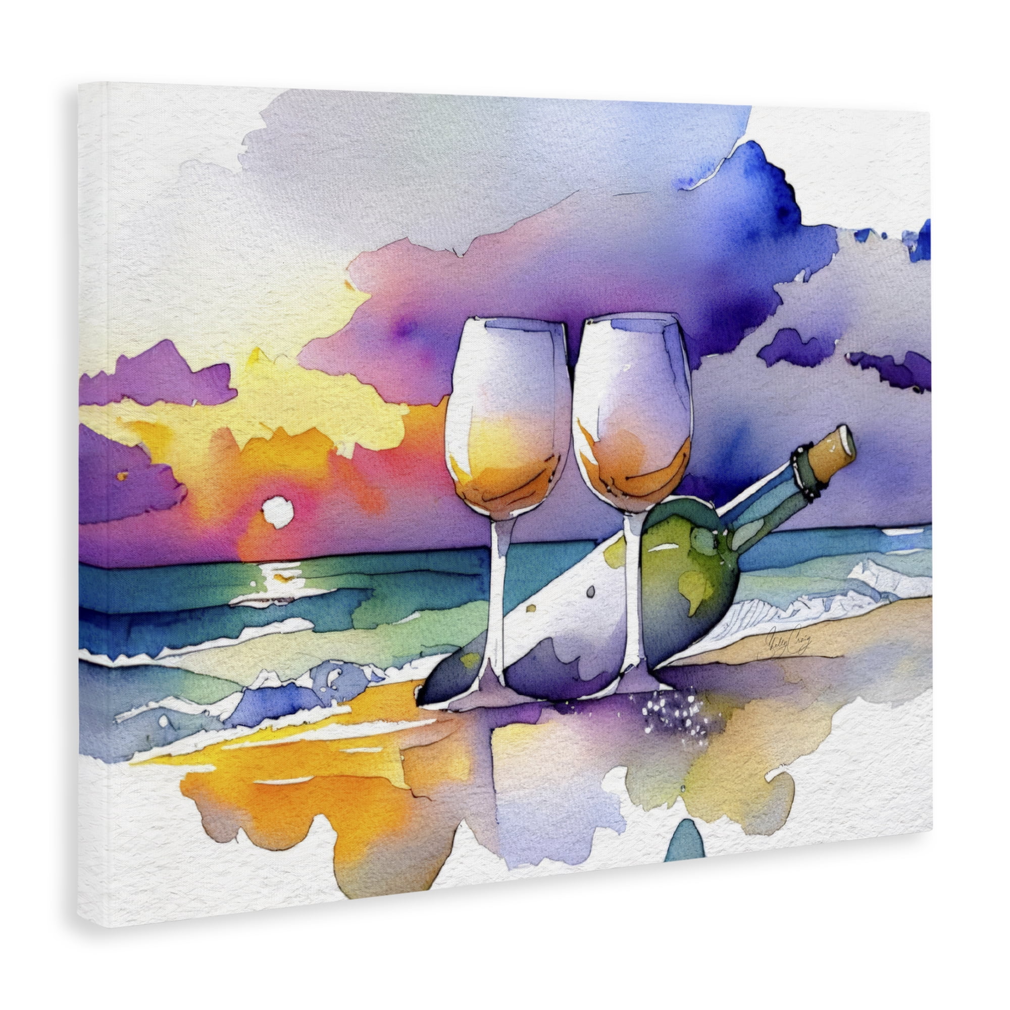 Stupell Industries Coastal Cheers with Wine Canvas Wall Art, design by Shelly Craig