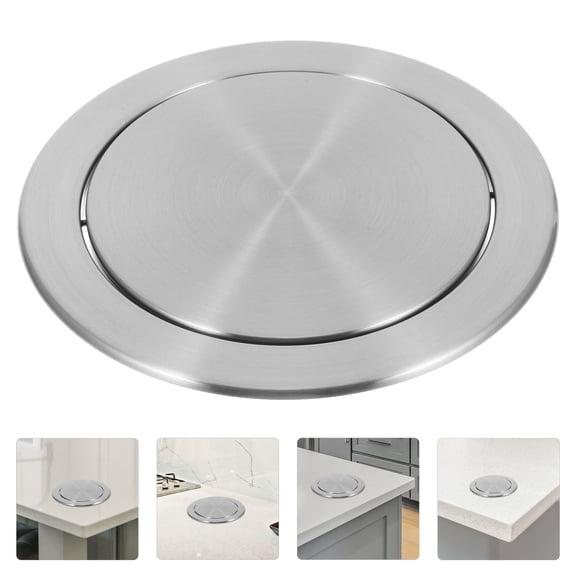 CTIRCHIU Stainless Steel Recessed Trash Can Lid Plated Silver for Bathroom and Kitchen Protection
