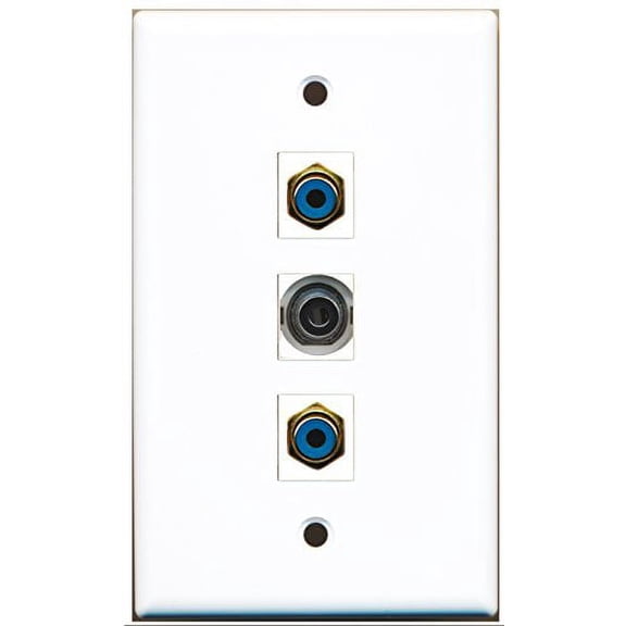 RiteAV - 2 Port RCA Blue and 1 Port 3.5mm Wall Plate