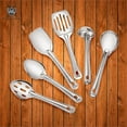 thumbnail image 2 of Premium 6 Piece 9" Stainless Steel Cooking & Serving Spoon Set, Includes Solid Spoon, Oval Spoon, Slotted Spoon, Ladel, Spatula & MultiServer - Heavy Gauge Durability - Modern Mirror Finish Flatware, 2 of 5