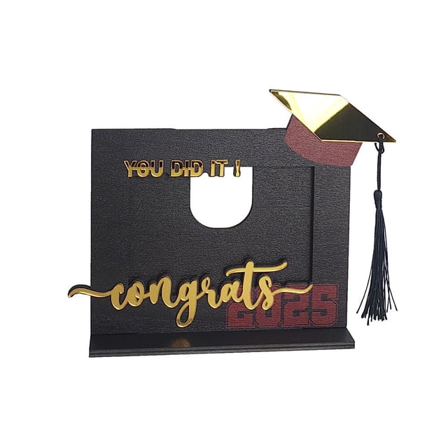 Graduation Season Wooden Tabletop Ornament Natural Wood Material Exquisite Durable Multi-Purpose Design Bookcase Photo Display Good Wishes Commemorative Graduation Gift for Students Decoration
