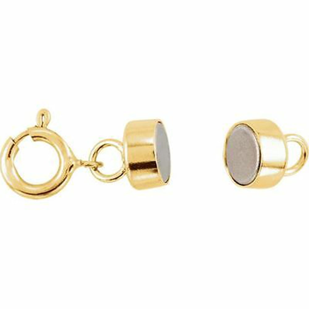 2 - Each NEW SOLID .925 Sterling Silver and 1  - 14K Yellow Gold Filled Round Magnetic Clasps with Spring Rings For Necklaces, Bracelets, And Anklets.