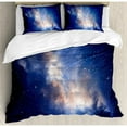 thumbnail image 3 of Galaxy Duvet Cover Set, Nebula in Cloudy Sky View of Far Stars in Night Sky Milky Way Universe Print, Decorative 2 Piece Bedding Set with 1 Pillow Shams, Twin Size, Navy Blue, by Ambesonne, 3 of 3