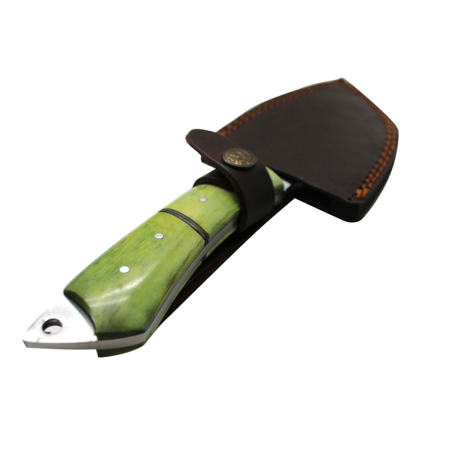 9.5" Green Gut Hook Fixed Blade Handmade Hunting Knife with Sheath