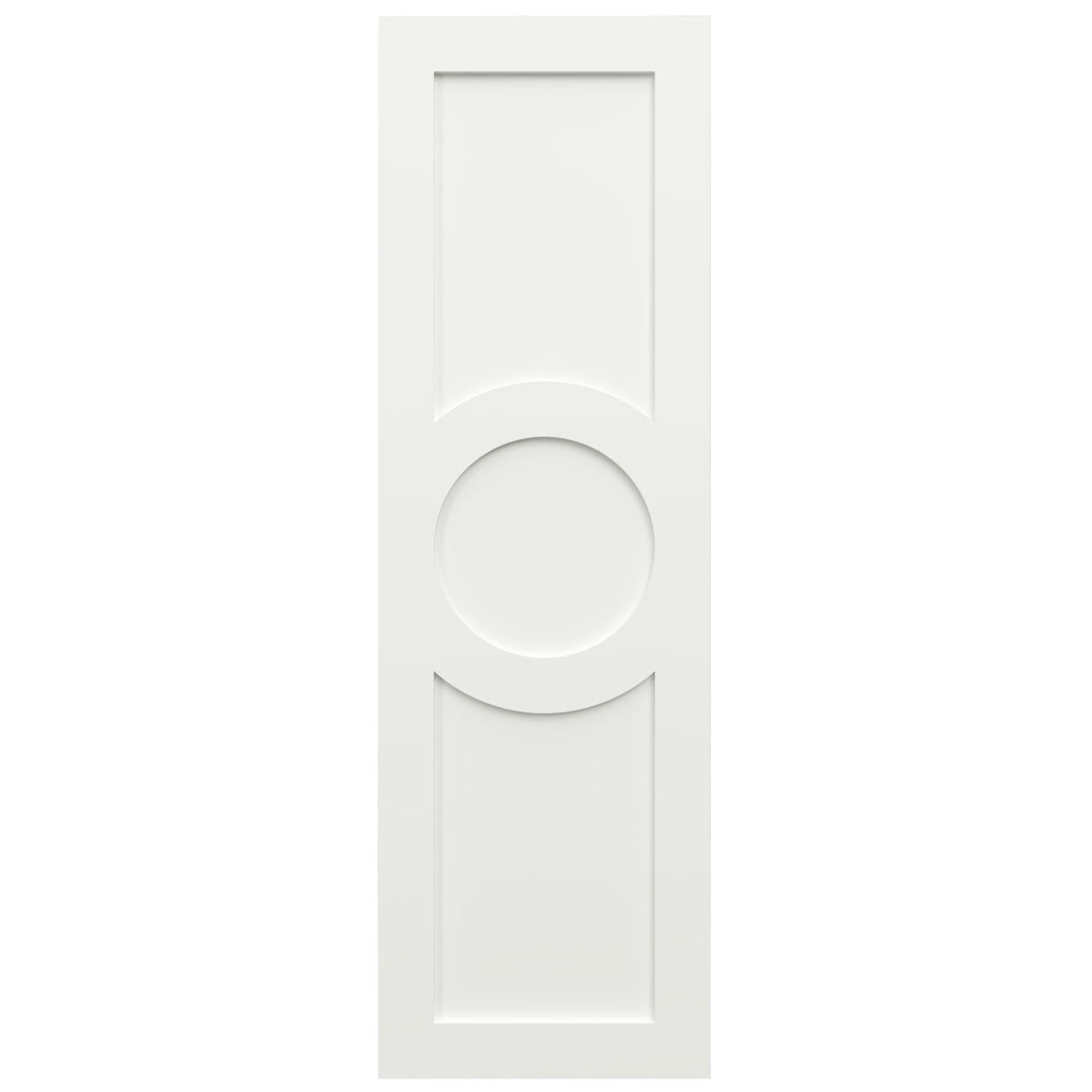 Ekena Millwork 18"W x 72"H True Fit PVC Center Circle Arts & Crafts Fixed Mount Shutters, Unfinished (Per Pair - Hardware Not Included)